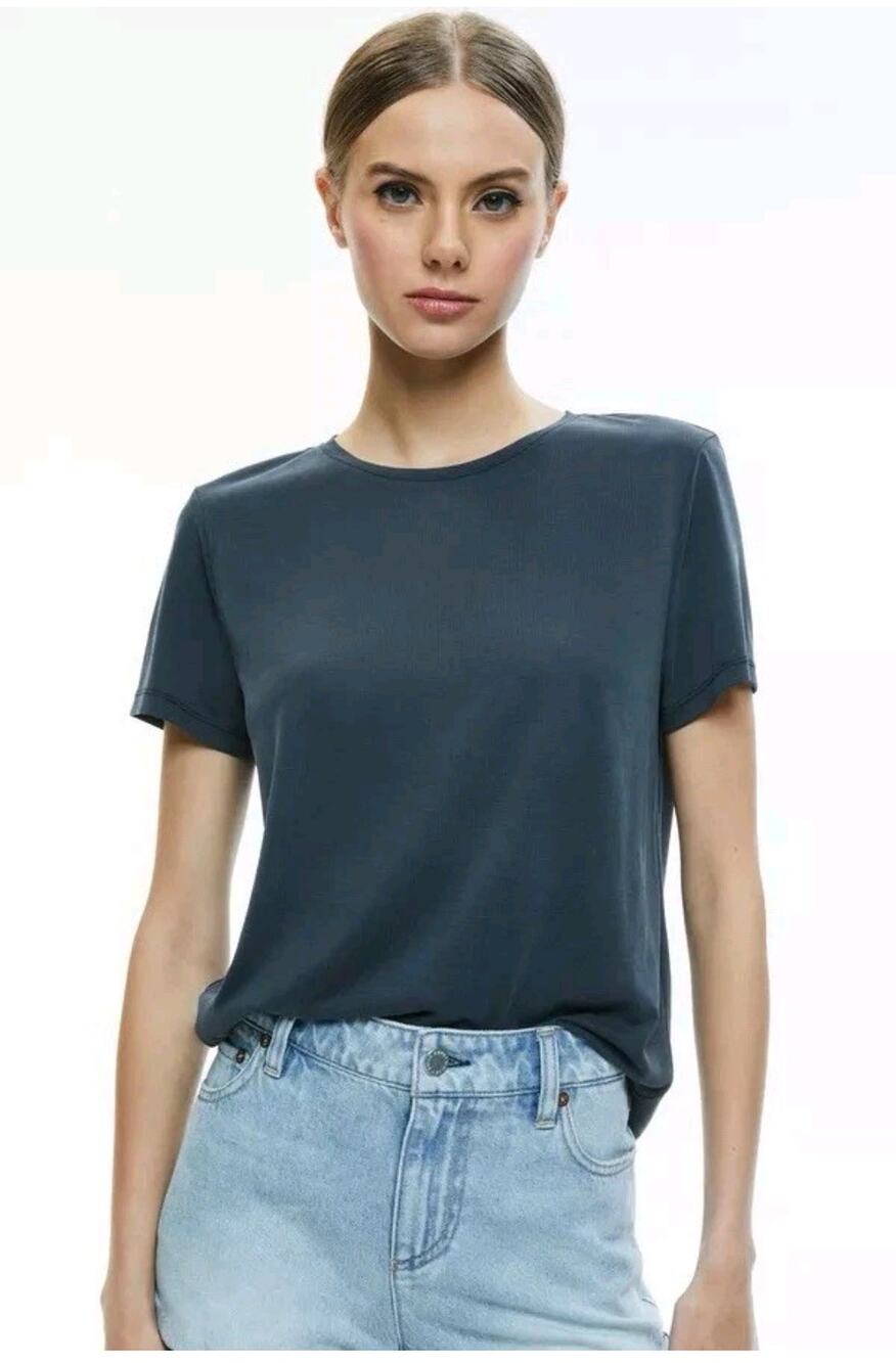 Alice + Olivia Washed Black Perfect Tee T Shirt